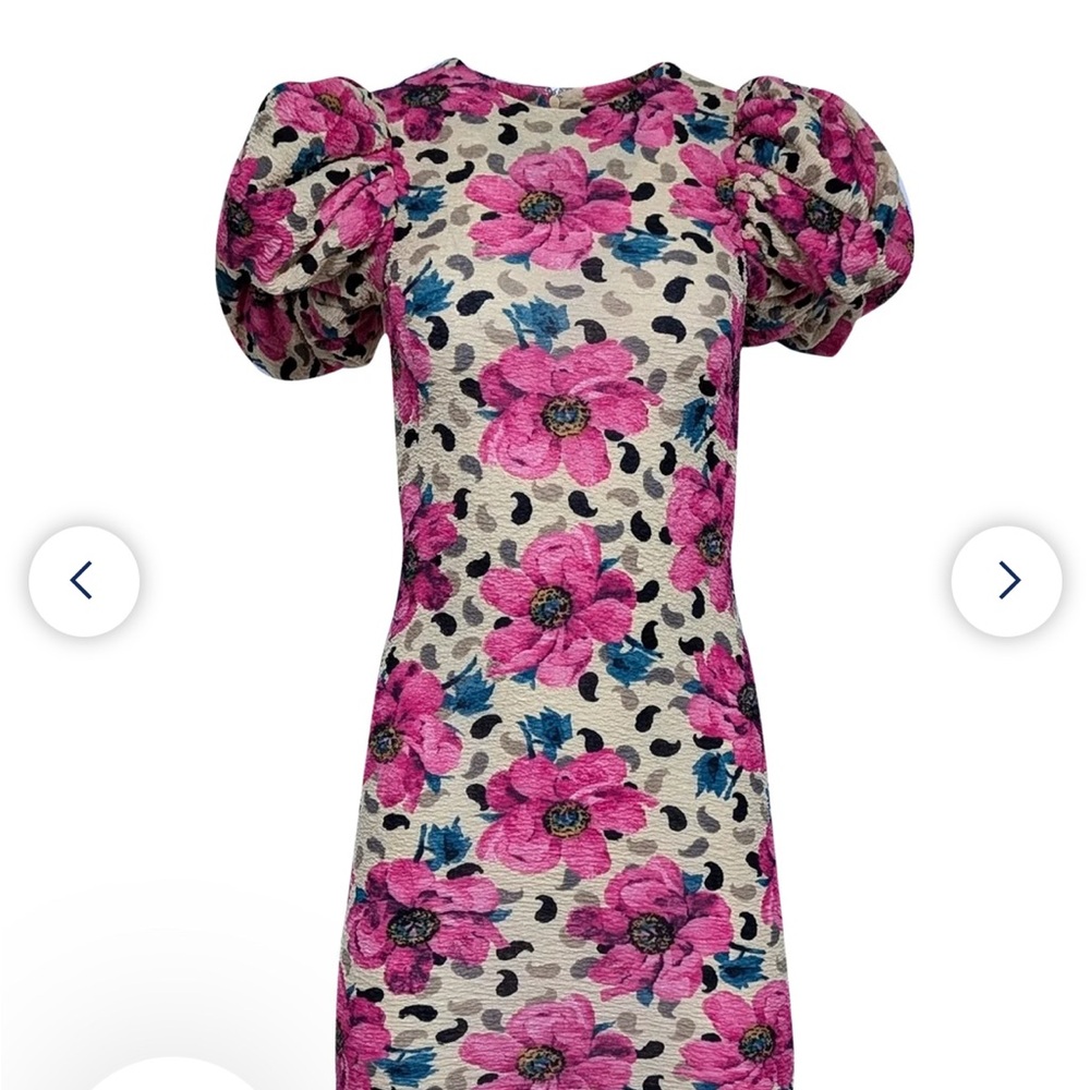Floral Print Puffy Sleeve Dress